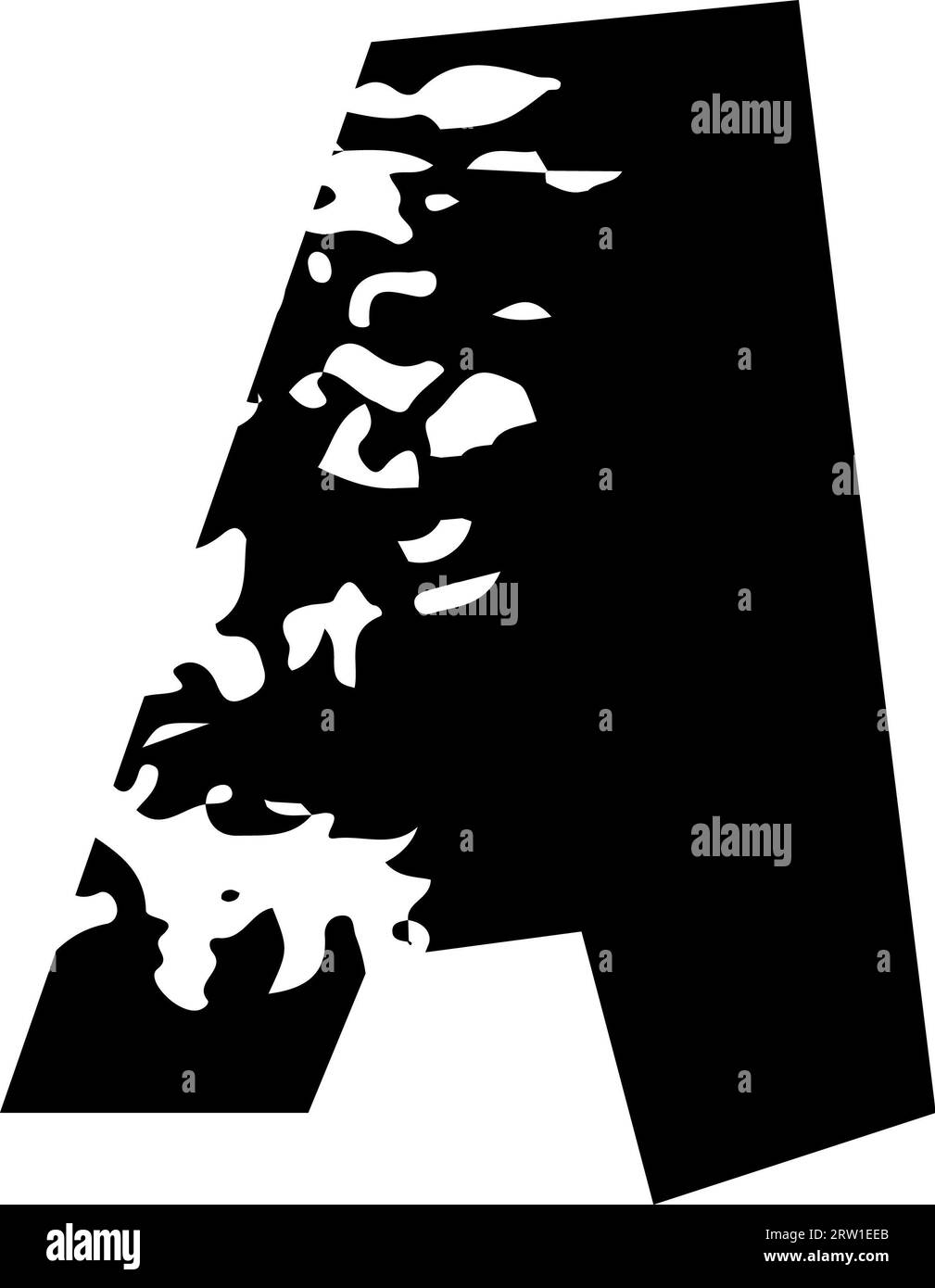 Visualizza alfabeto grunge angolo carta tagliata lettera A. Foto Stock