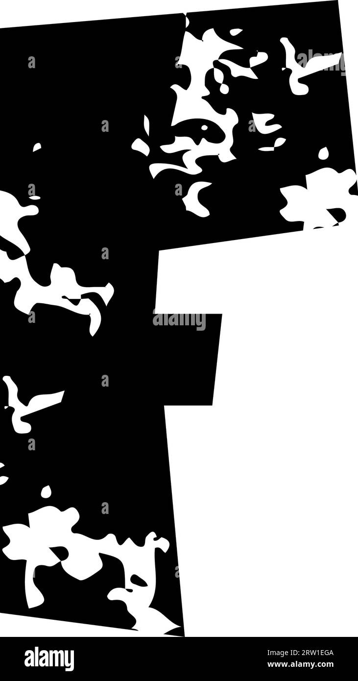 Visualizza alfabeto grunge angolo carta tagliata lettera F.. Foto Stock
