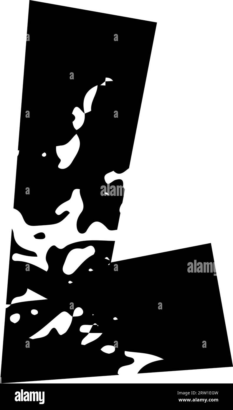Visualizza alfabeto grunge angolo carta tagliata lettera L. Foto Stock