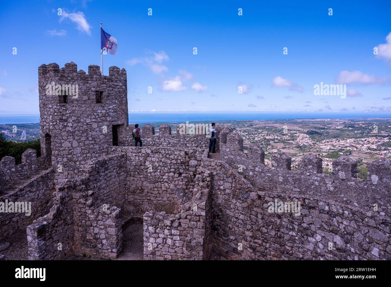 Castelo dos Mouros, castello moresco sopra Sintra, Portogallo Foto Stock