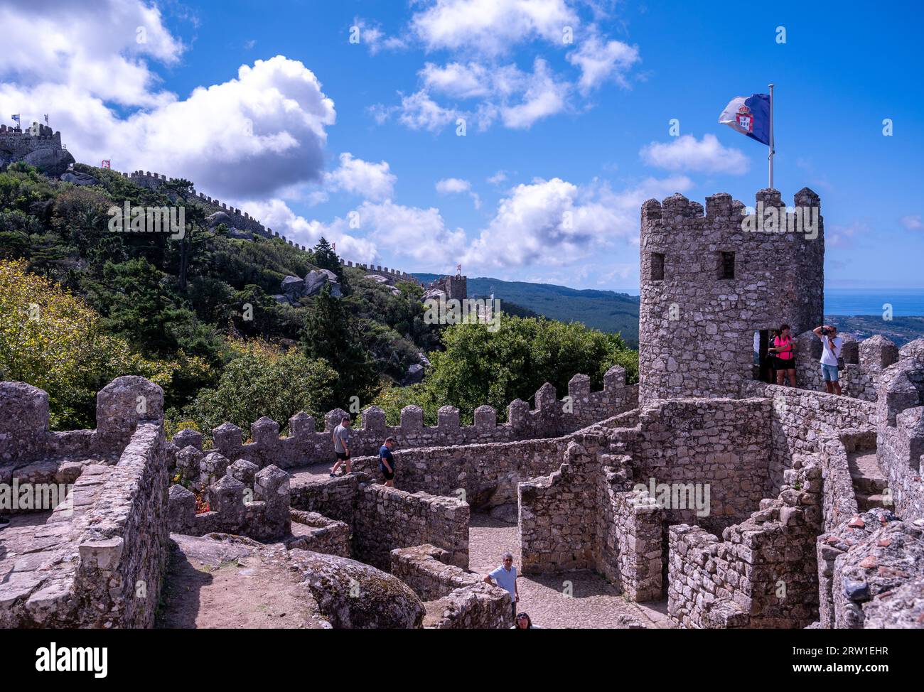 Castelo dos Mouros, castello moresco sopra Sintra, Portogallo Foto Stock