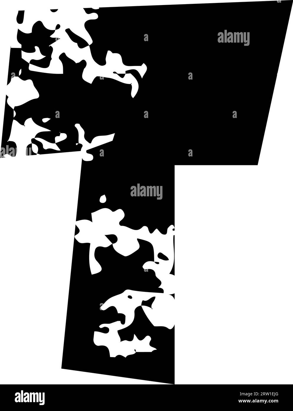 Visualizza alfabeto grunge angolo carta tagliata lettera T.. Foto Stock