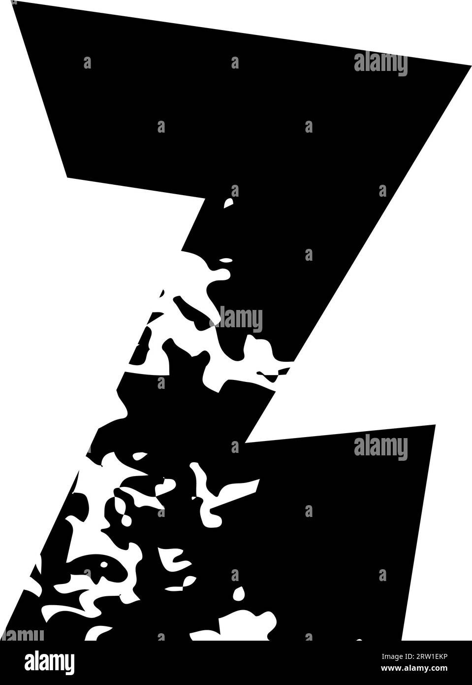 Visualizza alfabeto grunge angolo carta tagliata lettera Z. Foto Stock