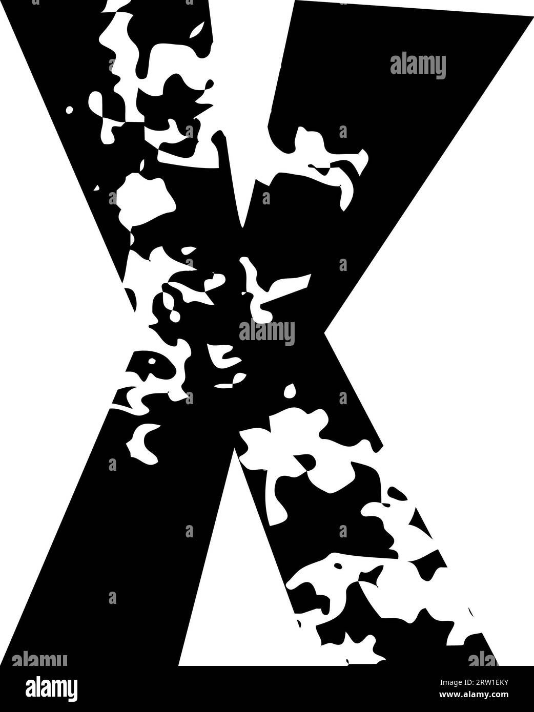 Visualizza alfabeto grunge angolo carta tagliata lettera X. Foto Stock