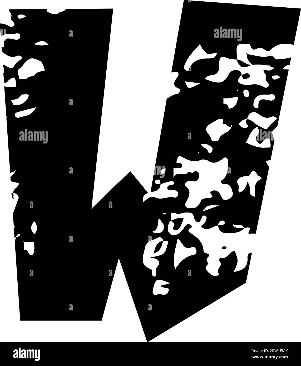 Visualizza alfabeto grunge angolo carta tagliata lettera W. Foto Stock