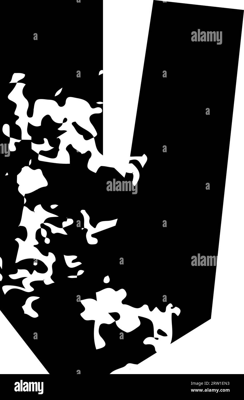 Visualizza alfabeto grunge angolo carta tagliata lettera U. Foto Stock