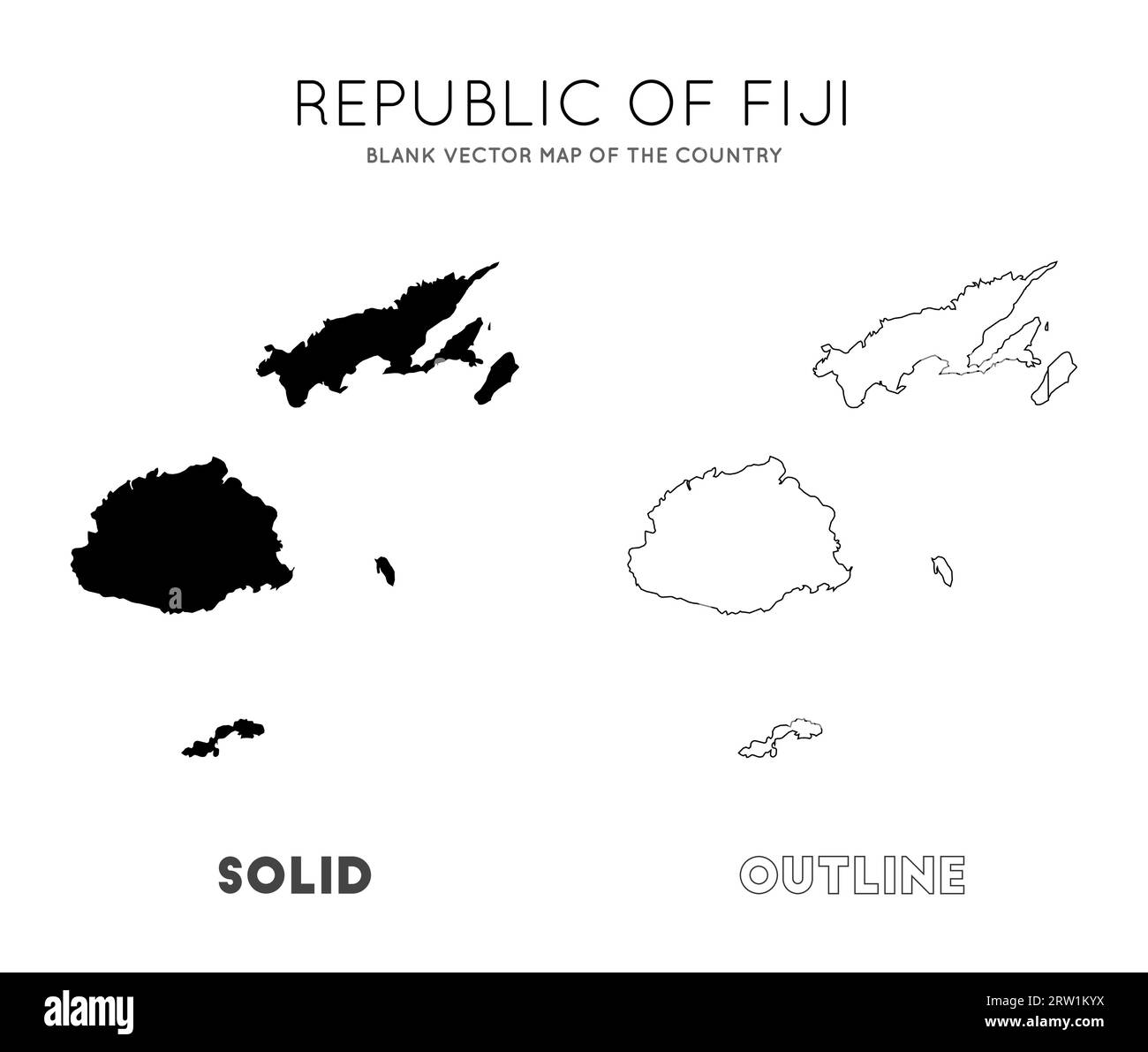 Mappa delle Fiji. Mappa vettoriale vuota del paese. Confini delle Figi per la tua infografica. Illustrazione vettoriale. Illustrazione Vettoriale