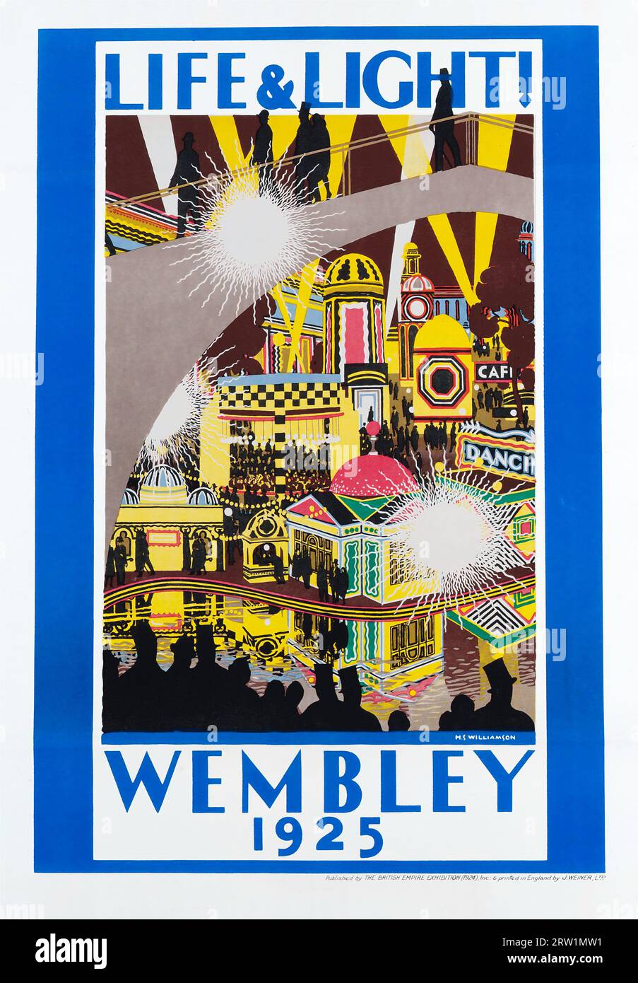 Poster Wembley Light and Life del 1925 per la British Empire Exhibition di H S Williamson Foto Stock
