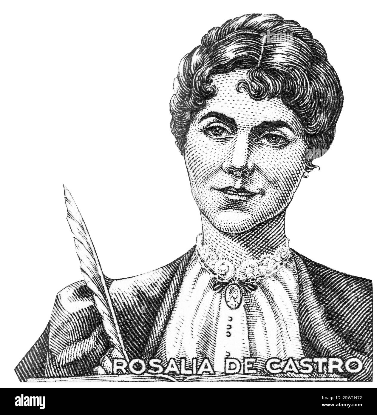 SPAGNA - CIRCA 1968: Un francobollo stampato in Spagna raffigura Rosalia de Castro scrittore romanticista e poeta galiziano intorno al 1968 Foto Stock