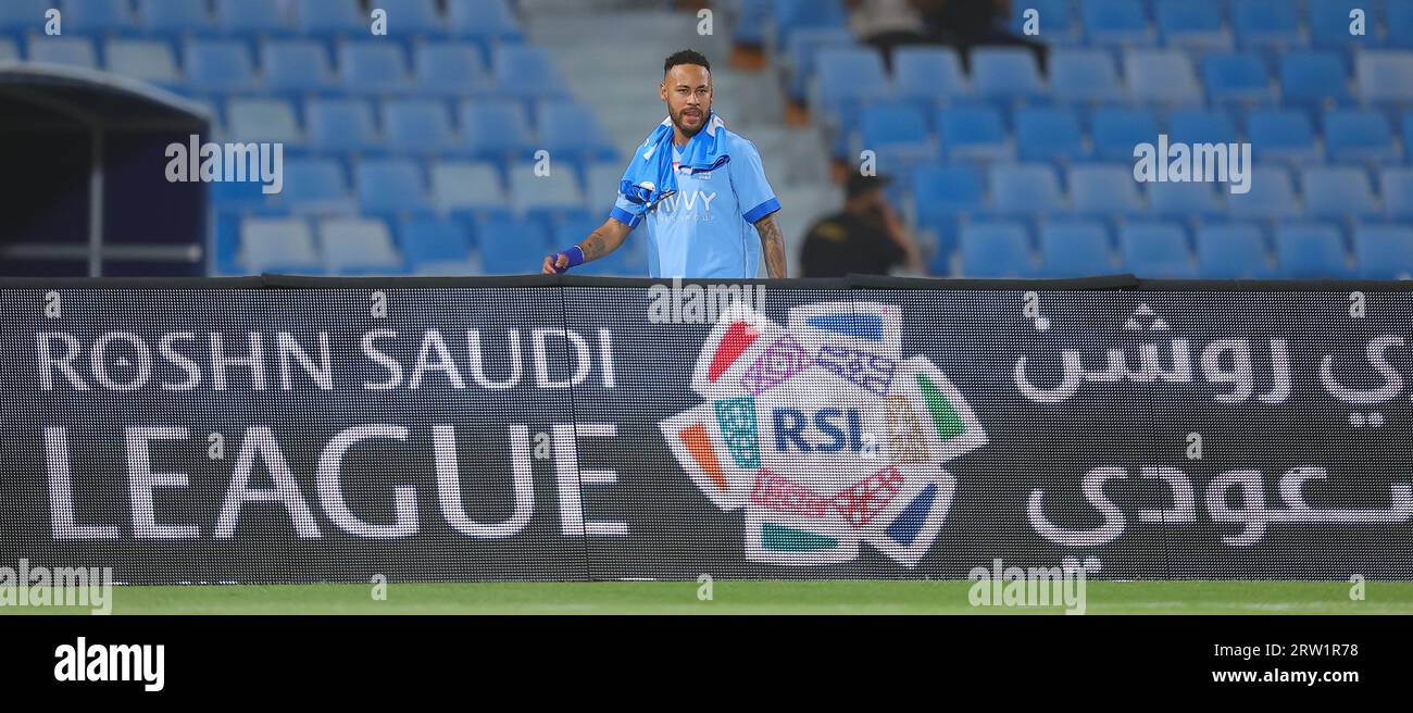 Neymar Jr dell'al-Hilal SFC in azione durante il giorno 6 della SAFF Roshn Saudi Pro League 2023-24 contro l'al-Riyadh SC al Prince Faysal bin Fahd Stadium il 15 settembre 2023 a Riyad, Arabia Saudita. Foto di Stringer / Power Sport Images Credit: Power Sport Images Ltd/Alamy Live News Foto Stock