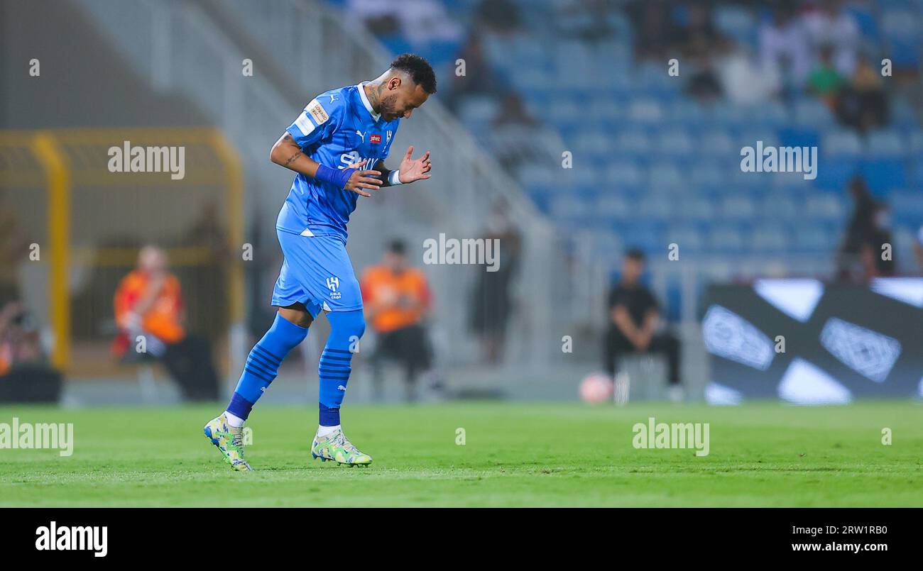 Neymar Jr dell'al-Hilal SFC in azione durante il giorno 6 della SAFF Roshn Saudi Pro League 2023-24 contro l'al-Riyadh SC al Prince Faysal bin Fahd Stadium il 15 settembre 2023 a Riyad, Arabia Saudita. Foto di Stringer / Power Sport Images Credit: Power Sport Images Ltd/Alamy Live News Foto Stock