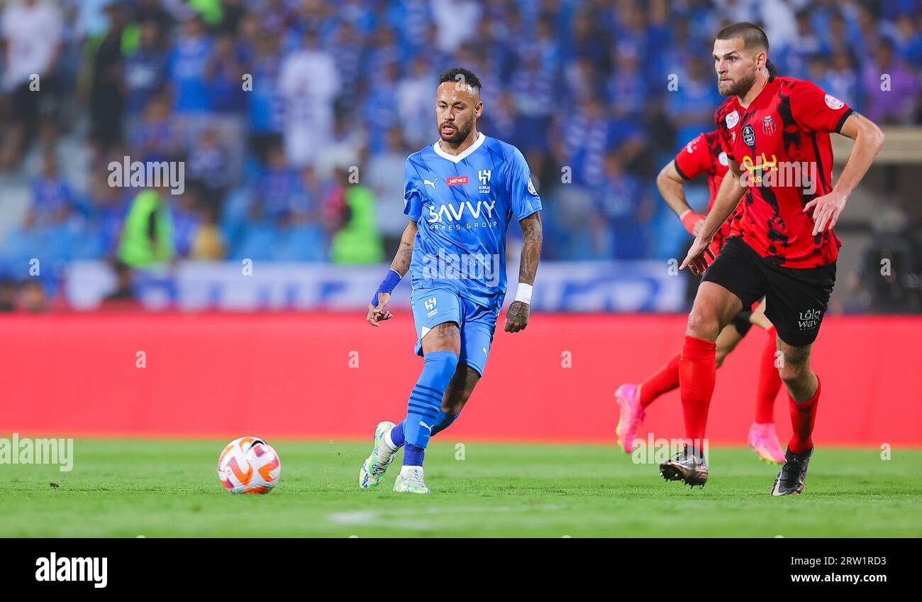 Neymar Jr dell'al-Hilal SFC in azione durante il giorno 6 della SAFF Roshn Saudi Pro League 2023-24 contro l'al-Riyadh SC al Prince Faysal bin Fahd Stadium il 15 settembre 2023 a Riyad, Arabia Saudita. Foto di Stringer / Power Sport Images Credit: Power Sport Images Ltd/Alamy Live News Foto Stock