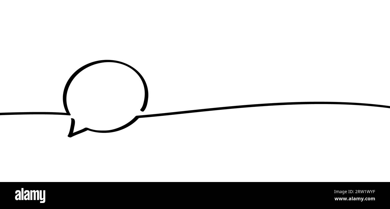 Fumetti, fumetti vuoti discorsi espressivi. Modello di linea disegnato. Chat, parla, virgoletta, dialogo, simbolo vocale. Think cloud sign. Parlare o talki Foto Stock