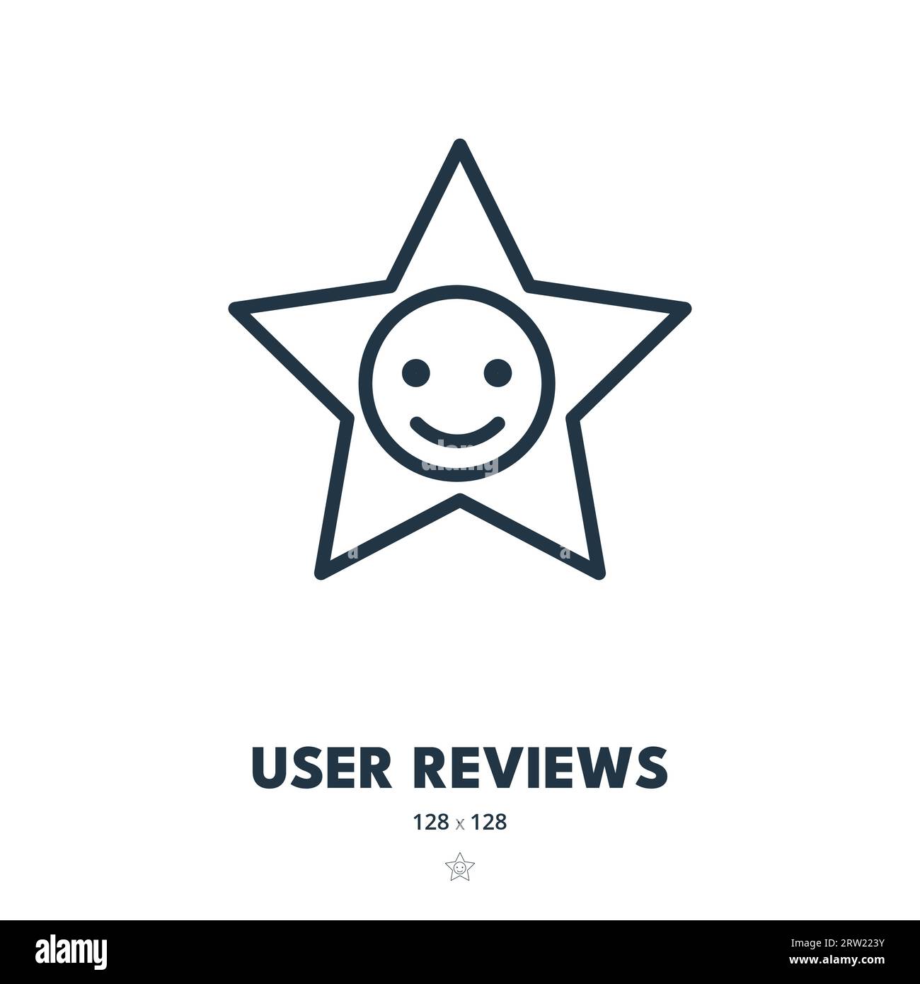 Icona revisioni utente. Feedback, valutazioni, testimonianze. Tratto modificabile. Icona vettore semplice Illustrazione Vettoriale