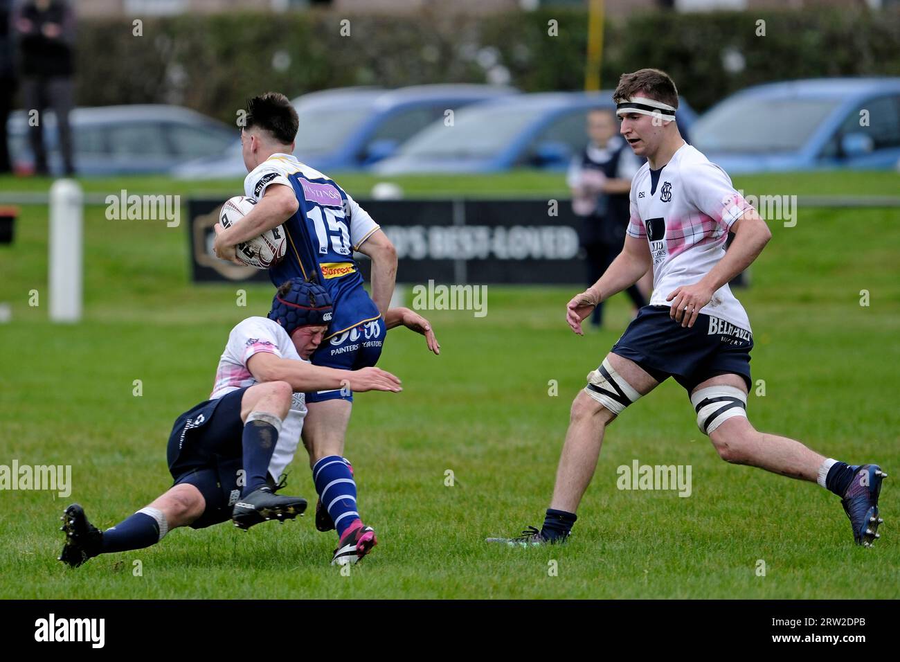 Selkirk, Regno Unito. 16 settembre 2023. SELKIRK, sabato 16 settembre 2023. Premiership/Border League Selkirk RFC vs JedForest RFC a Philiphaugh Border Derby Clash ( Credit: Rob Gray/Alamy Live News Foto Stock