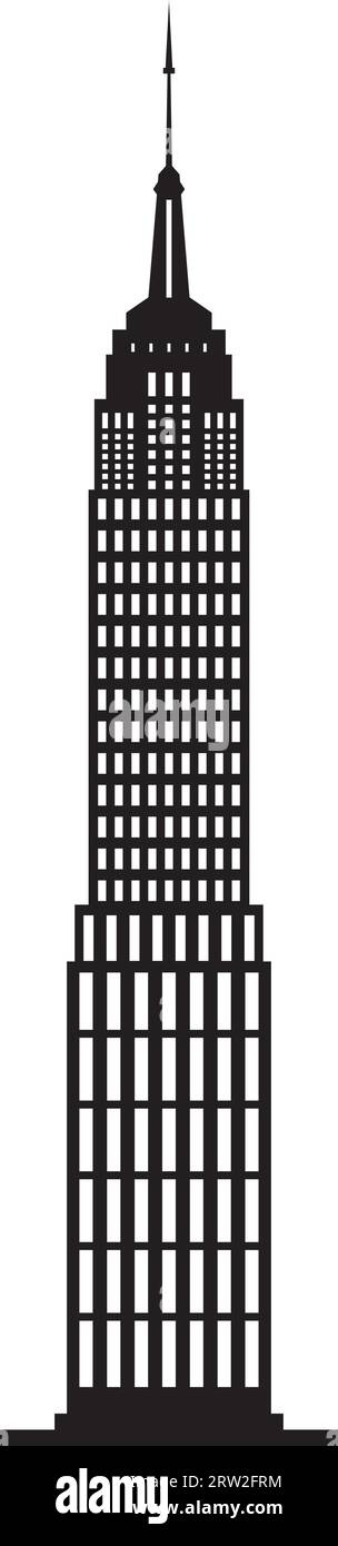 Semplice disegno nero dell'EMPIRE STATE BUILDING, NEW YORK CITY Illustrazione Vettoriale