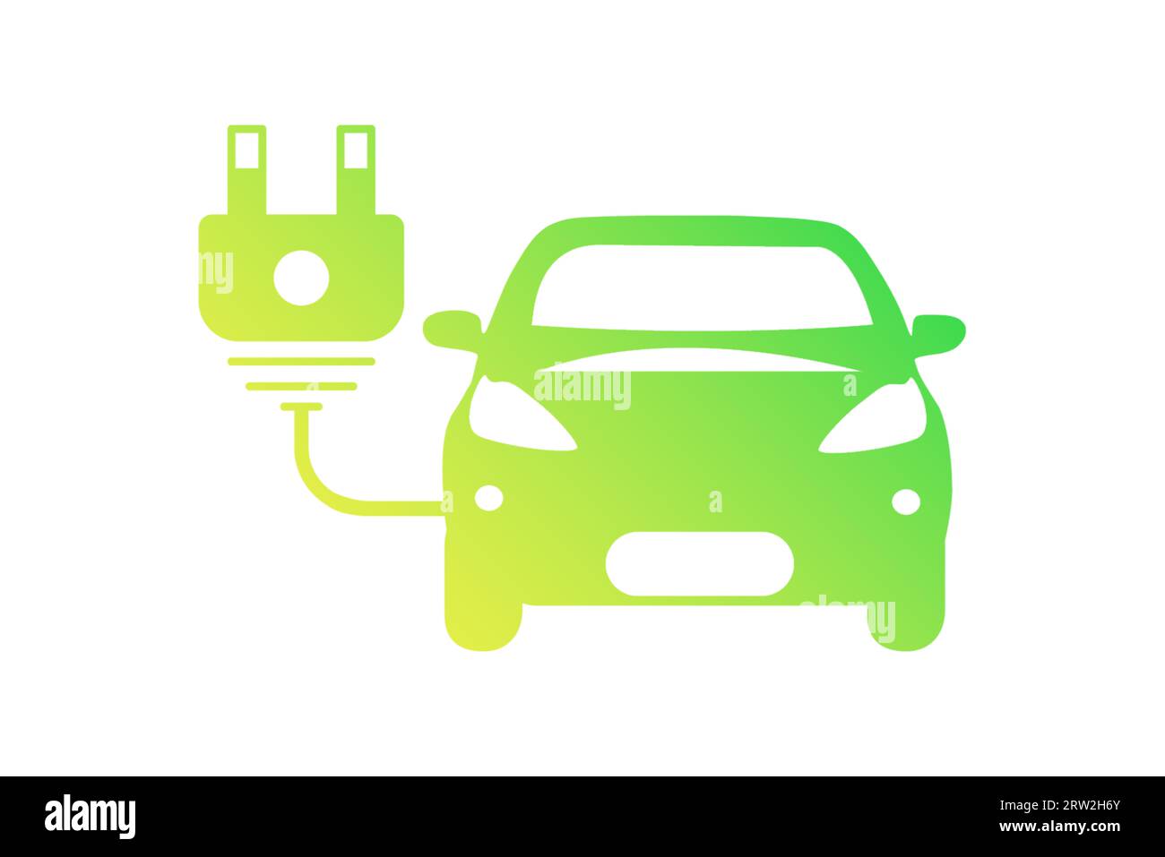 Icona di ricarica dell'auto elettrica e della spina del cavo elettrico isolata su sfondo bianco. Cartello di ricarica per auto elettriche. Tecnologie ecologiche rinnovabili. Impostare le icone. Foto Stock