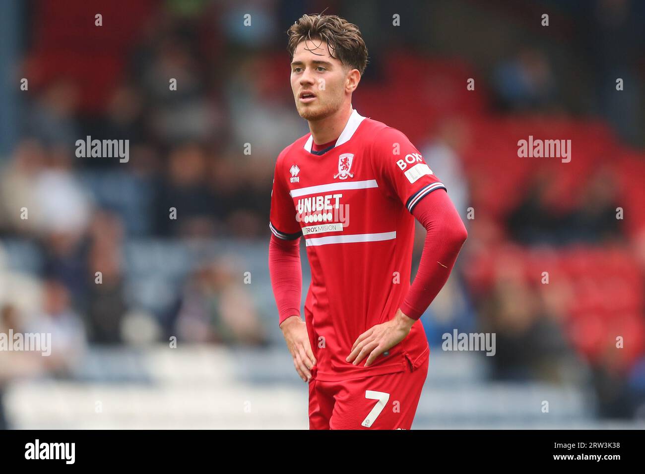 Blackburn, Regno Unito. 16 settembre 2023. Hayden Hackney #7 di Middlesbrough durante il match per il Sky Bet Championship Blackburn Rovers vs Middlesbrough a Ewood Park, Blackburn, Regno Unito, 16 settembre 2023 (foto di Gareth Evans/News Images) a Blackburn, Regno Unito il 9/16/2023. (Foto di Gareth Evans/News Images/Sipa USA) credito: SIPA USA/Alamy Live News Foto Stock