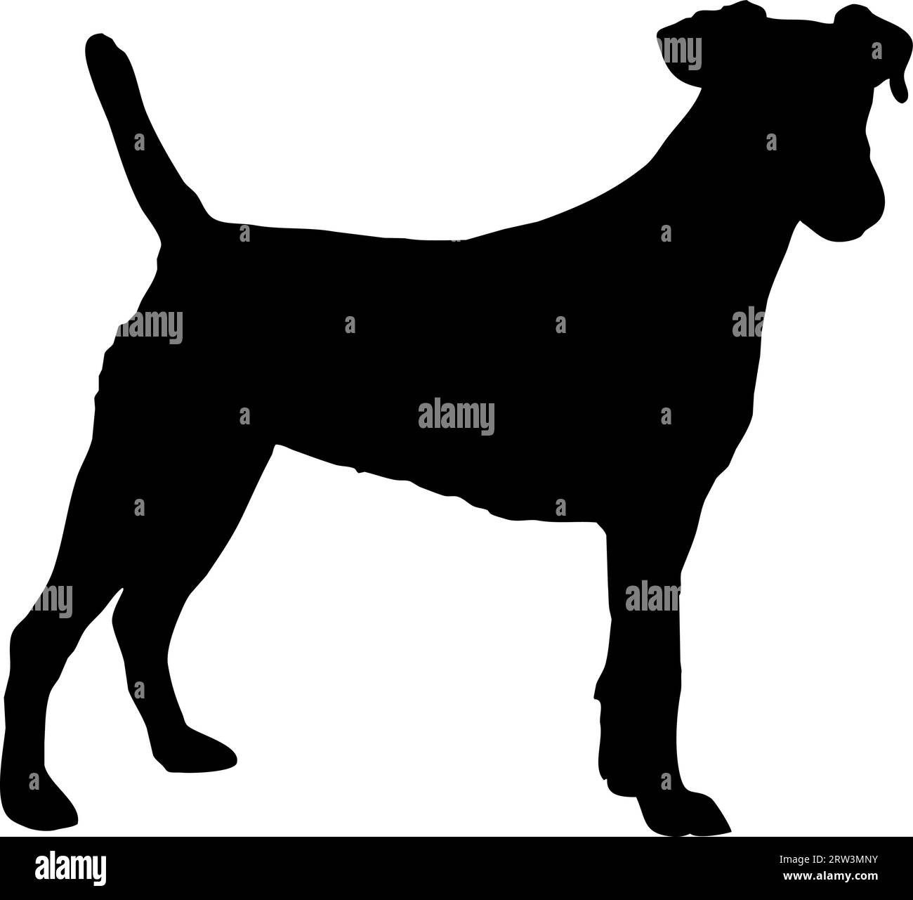 Illustrazione del vettore del segnale della silhouette del cane. Forma di cane nero o lupo su sfondo bianco. Concetto di protezione. Illustrazione concettuale del logo Vet Clinics Illustrazione Vettoriale