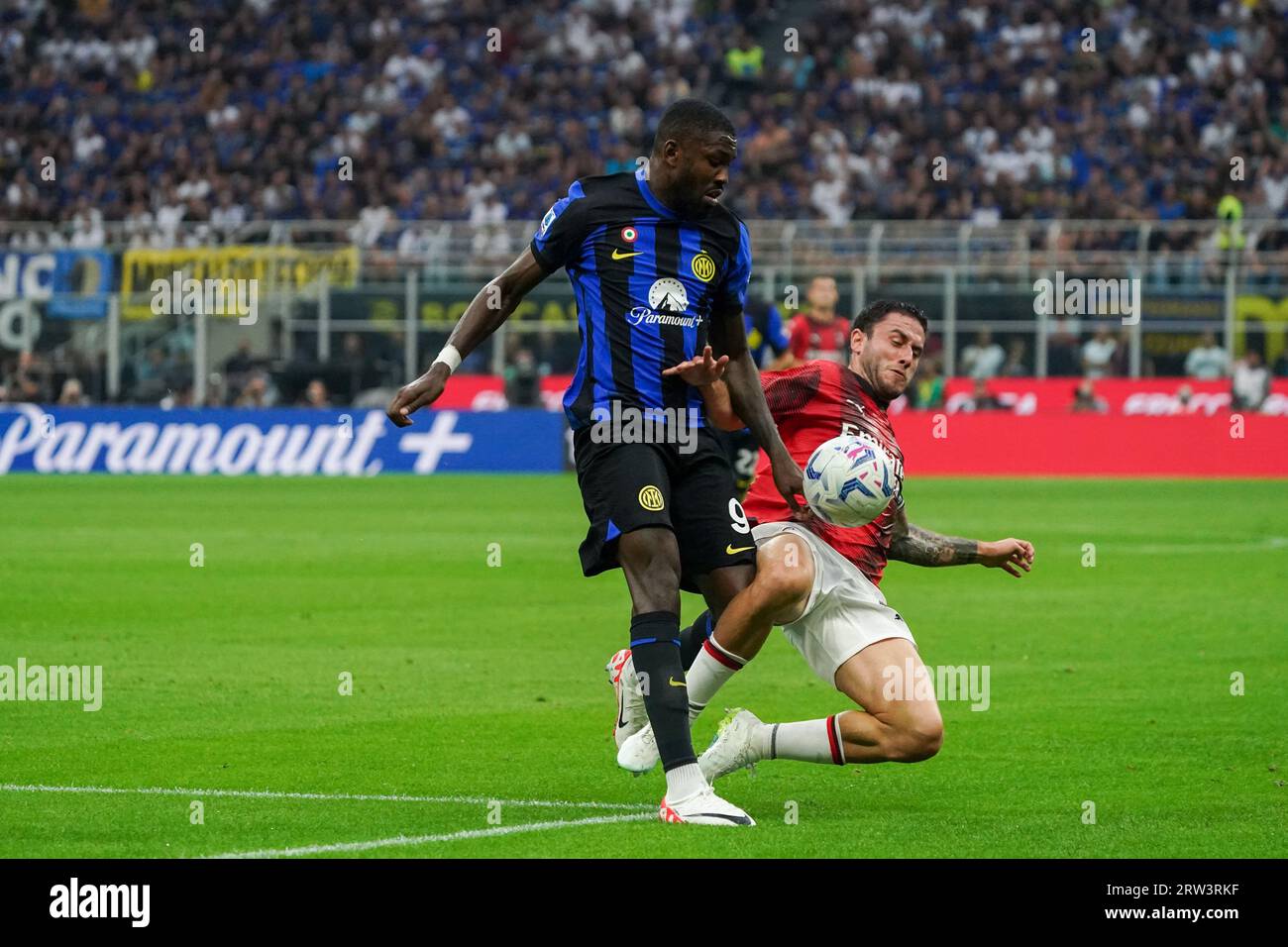 Milano, Italia. 16 settembre 2023. Marcus Thuram (#9 FC Inter) durante FC Internazionale vs AC Milan - serie A. crediti: /Alessio Morgese / Emage Credit: Alessio Morgese/e-Mage/Alamy Live News Foto Stock Milano, Italia. 16 settembre 2023. Marcus Thuram (#9 FC Inter) durante FC Internazionale vs AC Milan - serie A. crediti: /Alessio Morgese / Emage Credit: Alessio Morgese/e-Mage/Alamy Live News Foto Stock