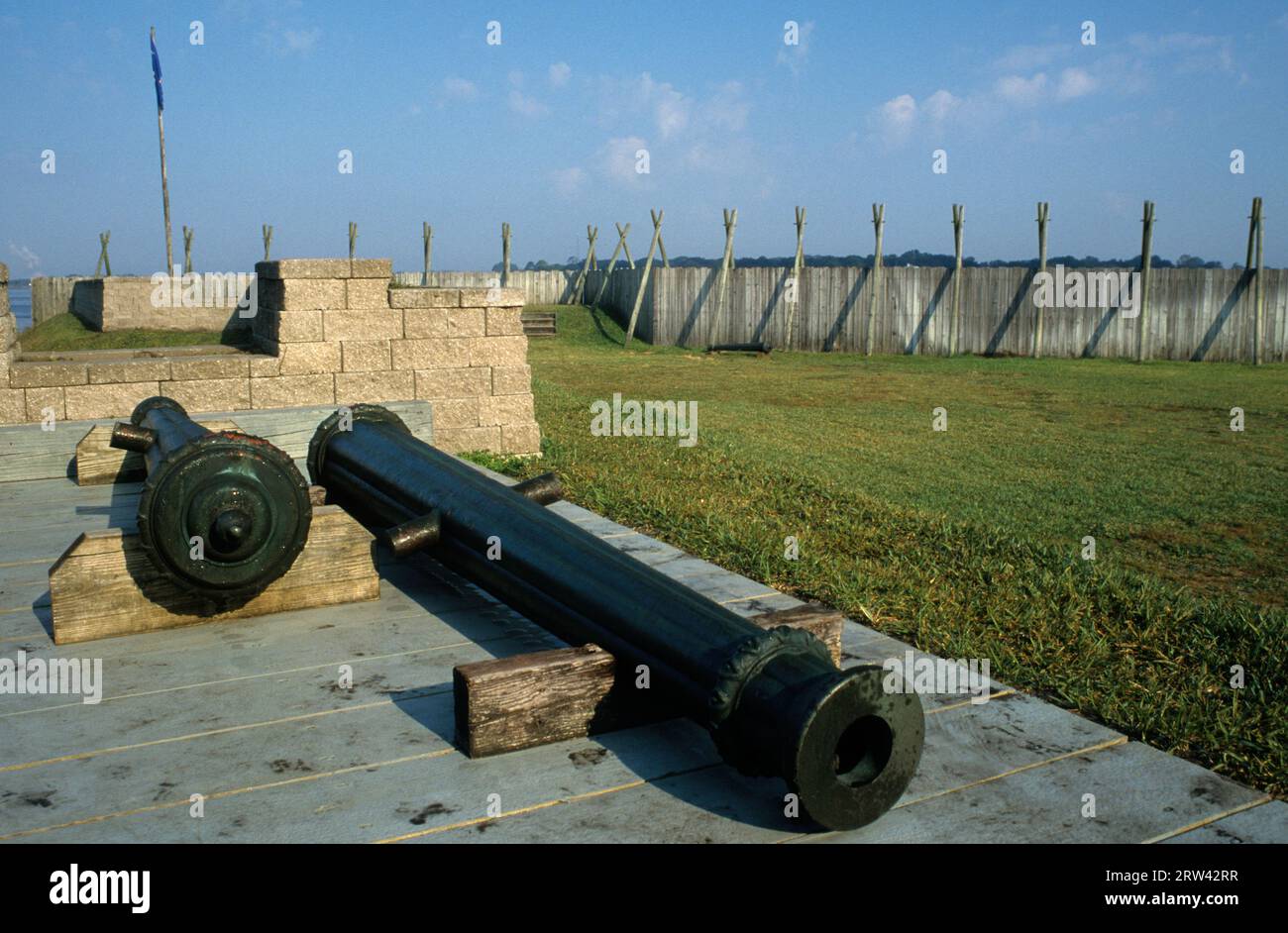 Cannone replica Fort Caroline, Fort Caroline National Monument, Florida Foto Stock