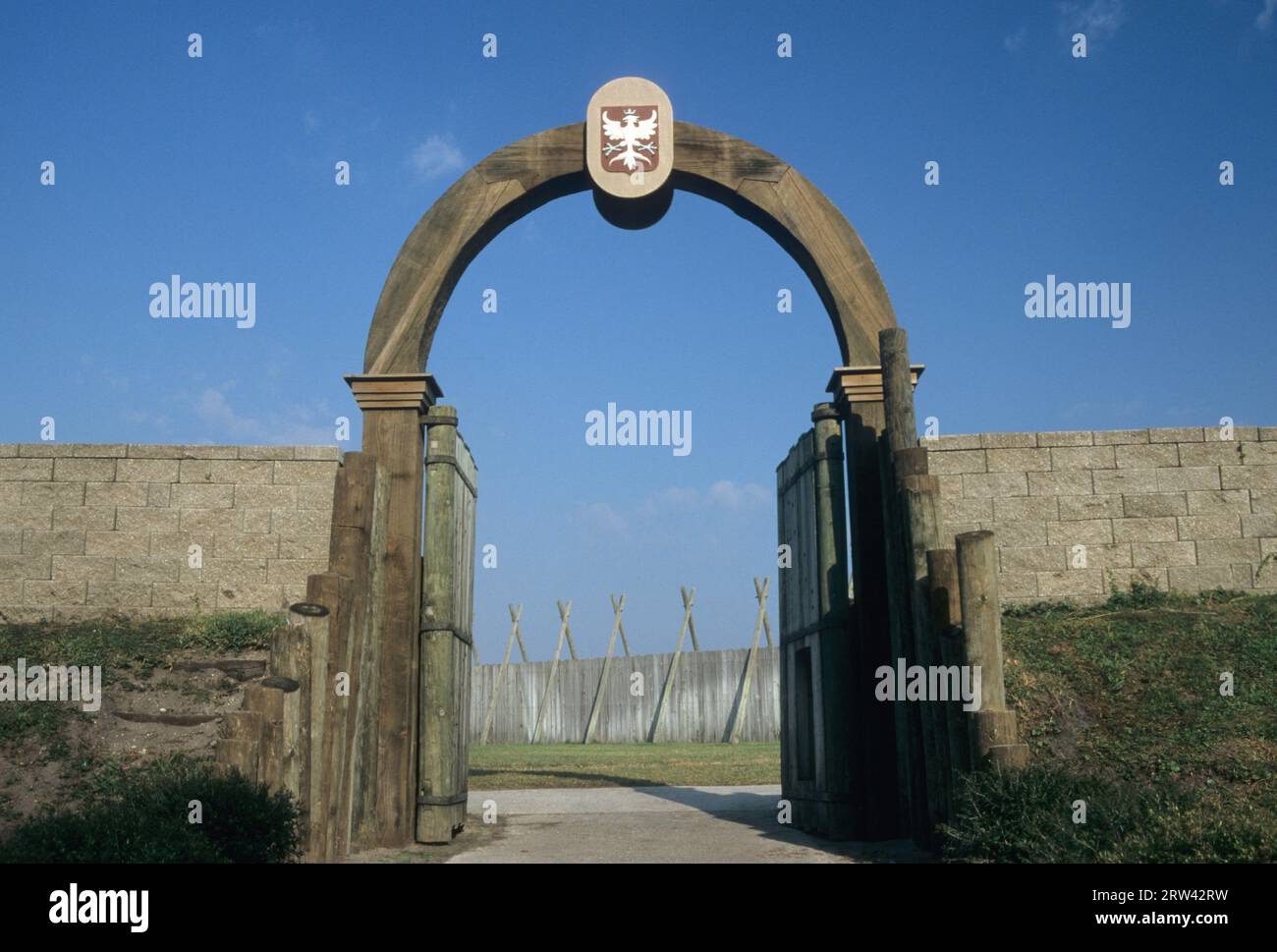 Fort Caroline replica Gate, Fort Caroline National Monument, Florida Foto Stock