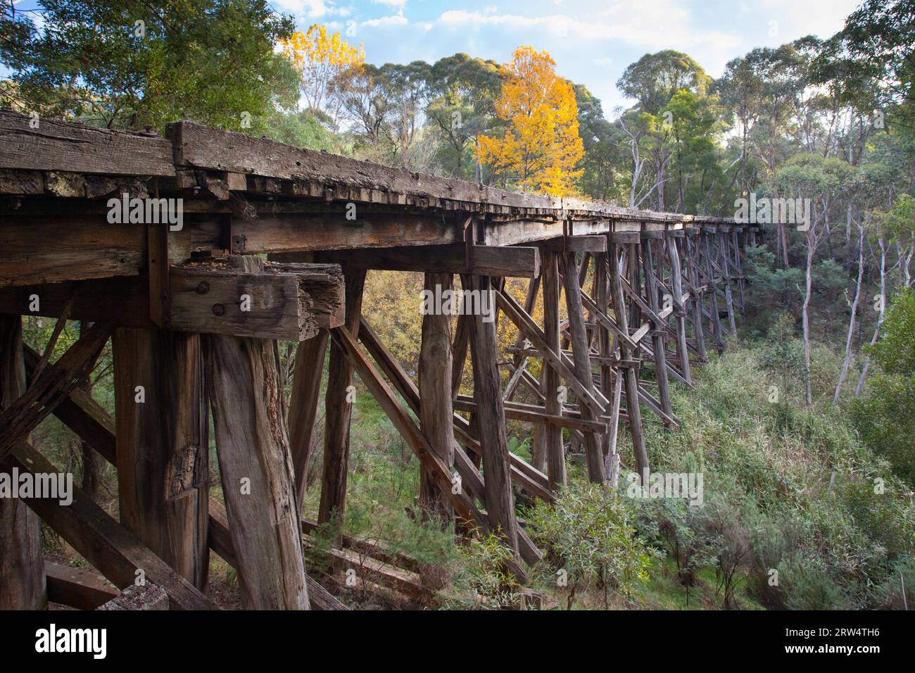 Una storica ferroviarie dismesse ponte a traliccio vicino Koetong, Victoria, Australia Foto Stock