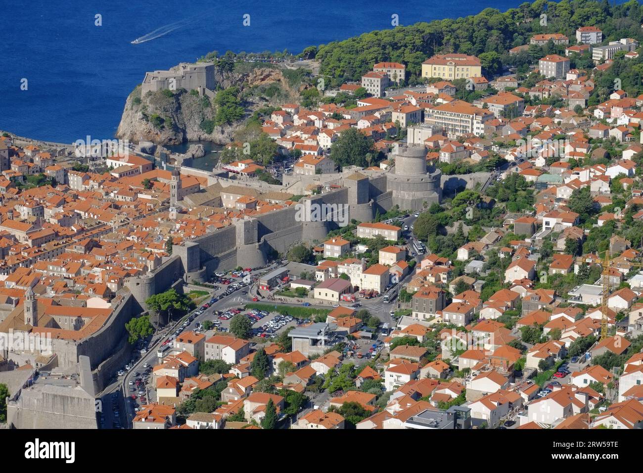 Mura della città medievale di Dubrovnik, Croazia Foto Stock