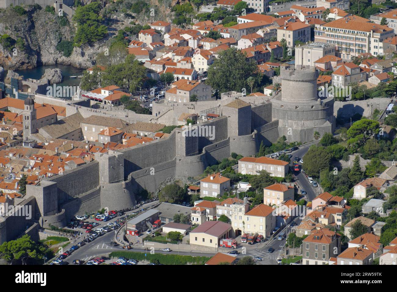 Mura della città medievale di Dubrovnik, Croazia Foto Stock