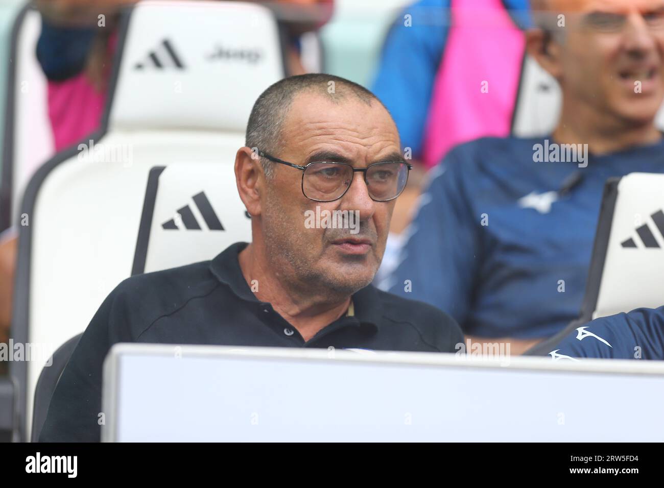 Maurizio Sarri, allenatore della SS Lazio, durante la partita tra Juventus FC e SS Lazio del 16 settembre 2023 allo stadio Allianz di Torino. Foto Stock