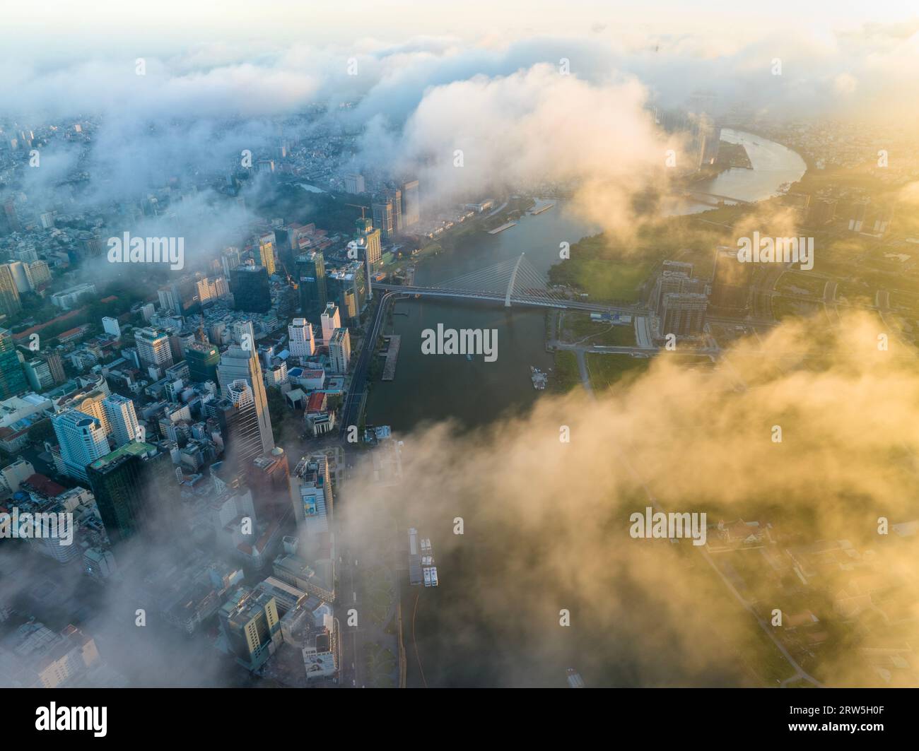 23 agosto 2023: Panorama del distretto 1, ho chi Minh City la mattina presto Foto Stock