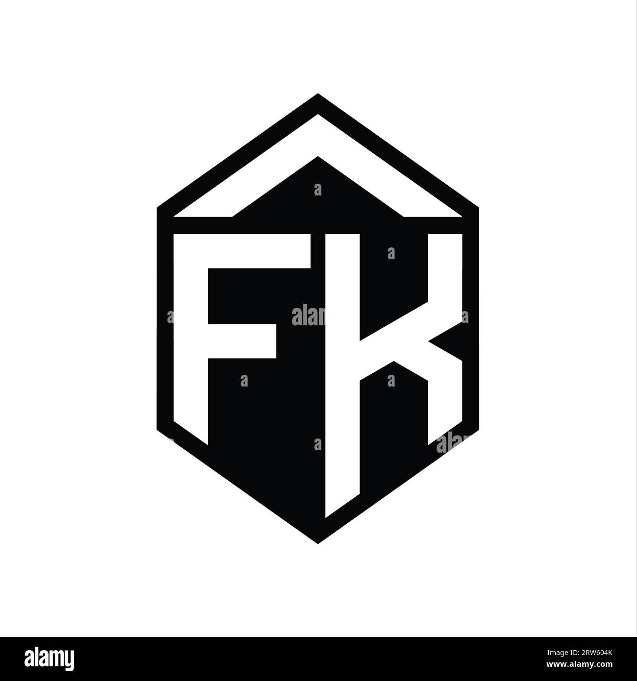 FK Letter Logo monogramma semplice forma di schermatura esagonale modello di design isolato Foto Stock