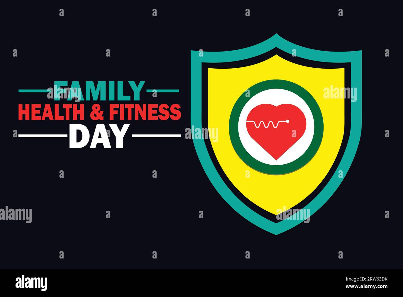 Family Health and fitness Day. Illustrazione vettoriale adatta per biglietti d'auguri, poster e banner. Illustrazione Vettoriale