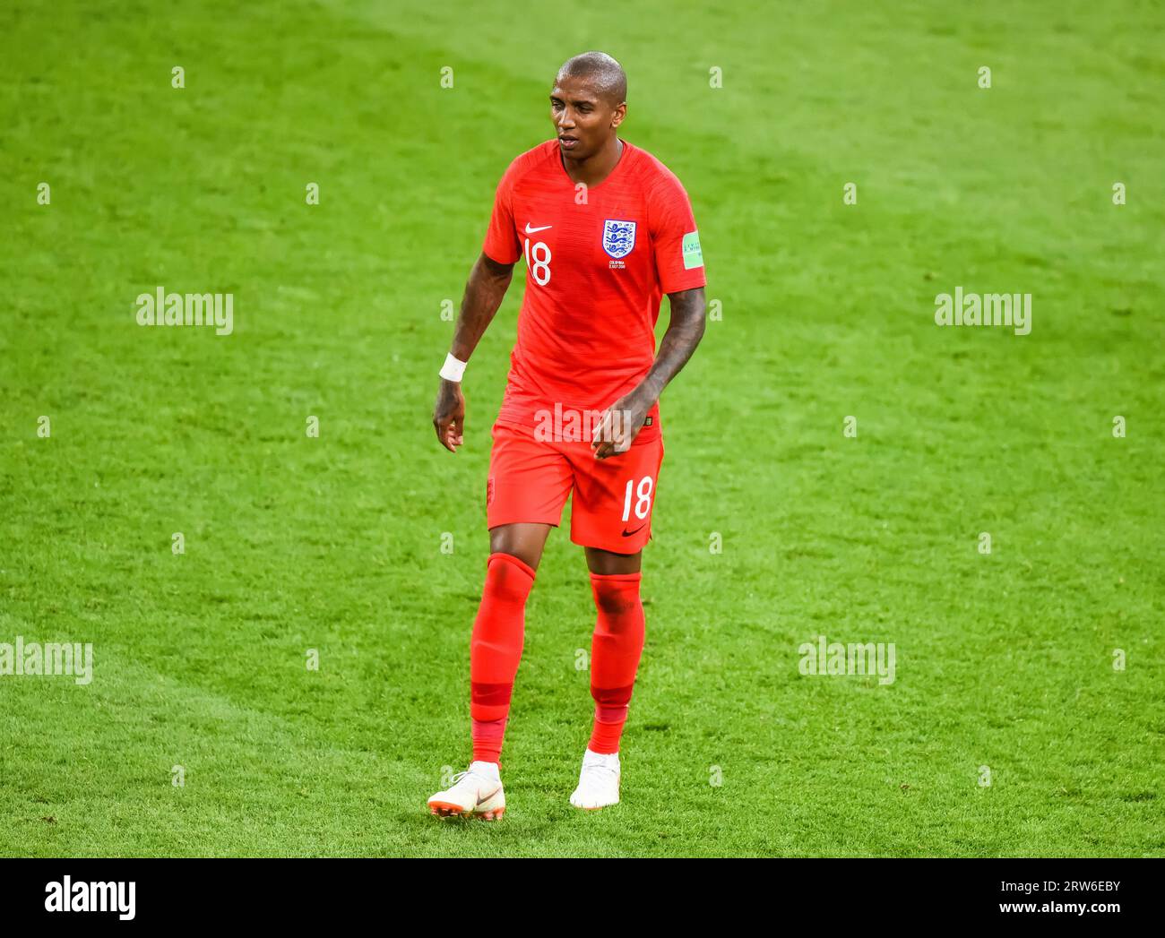 Mosca, Russia – 3 luglio 2018. L'ala della nazionale inglese di calcio Ashley Young durante la Coppa del mondo 2018 Round of 16 match Colombia vs Inghilterra Foto Stock