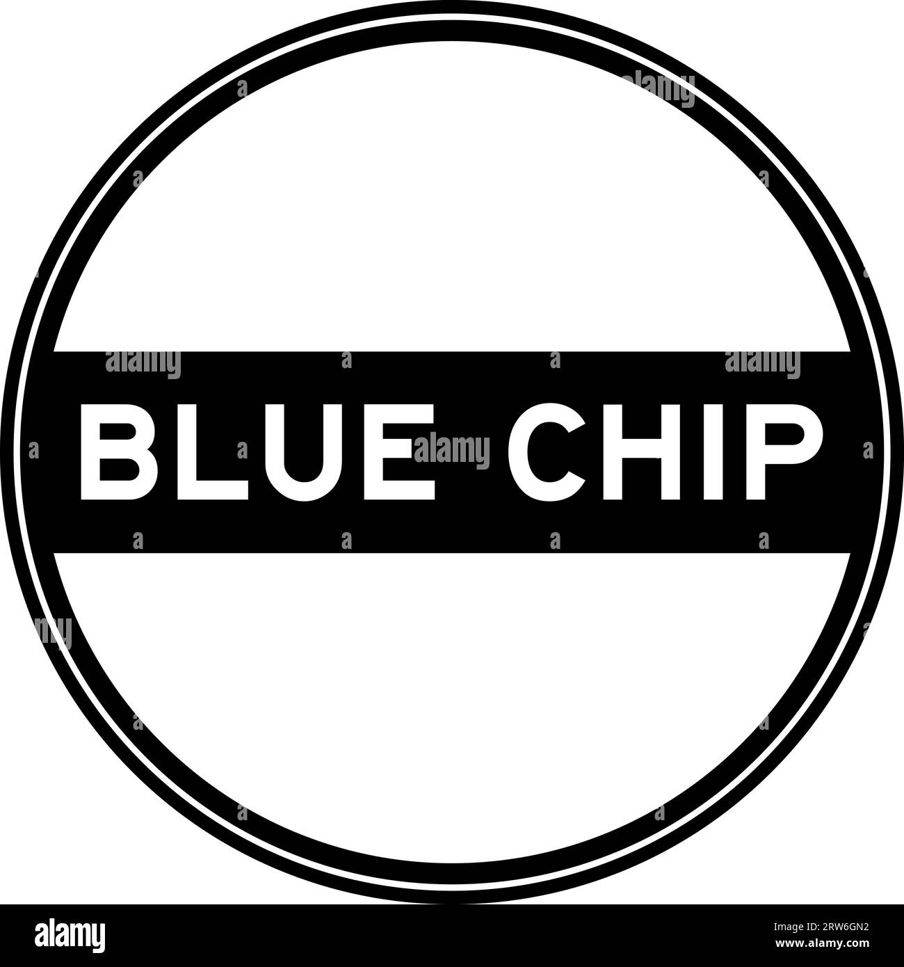 Adesivo sigillante rotondo di colore nero con chip blu su sfondo bianco Illustrazione Vettoriale