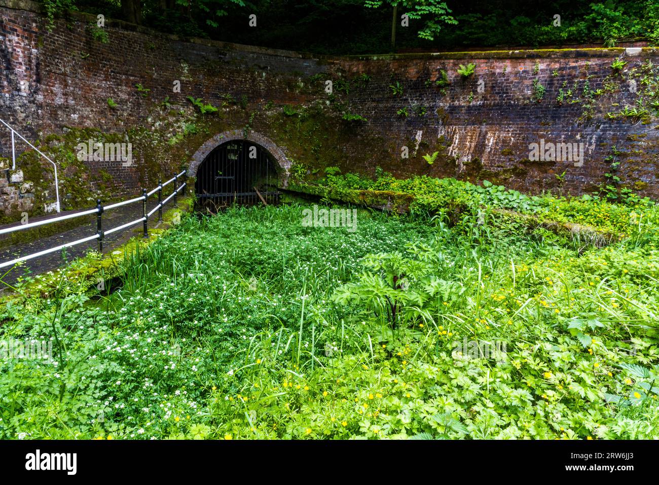 Ingresso originale dell'Harecastle Tunnel James Brindley. Il Trent and Mersey Canal Kidsgrove, Newcastle-under-Lyme. Foto Stock