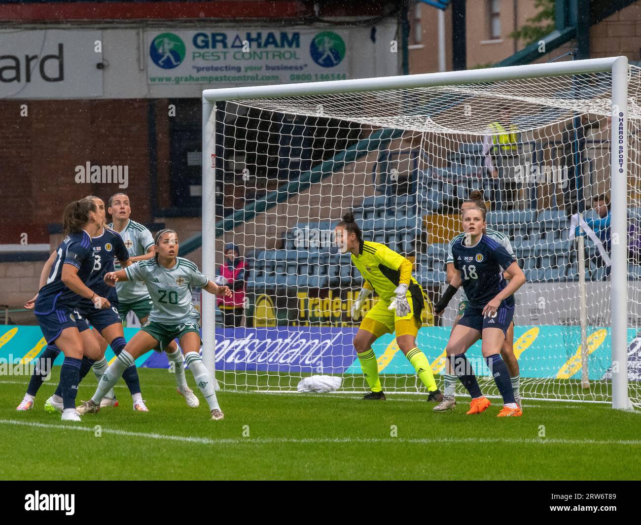 Dundee, Scozia, Regno Unito. 14 luglio 2023: Un'amichevole internazionale tra le donne scozzesi e le donne dell'Irlanda del Nord a Dens Park, Dundee. Foto Stock