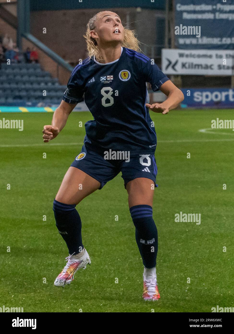Dundee, Scozia, Regno Unito. 14 luglio 2023: Un'amichevole internazionale tra le donne scozzesi e le donne dell'Irlanda del Nord a Dens Park, Dundee. Foto Stock