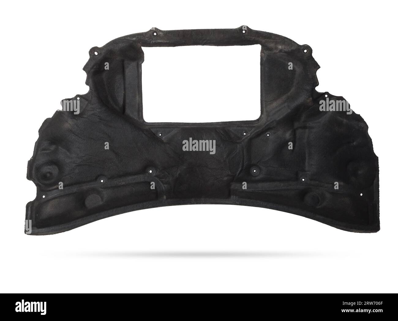 Scudo termico in feltro per proteggere il cofano del veicolo dal calore del motore e dall'isolamento acustico. Catalogo ricambi auto. Foto Stock