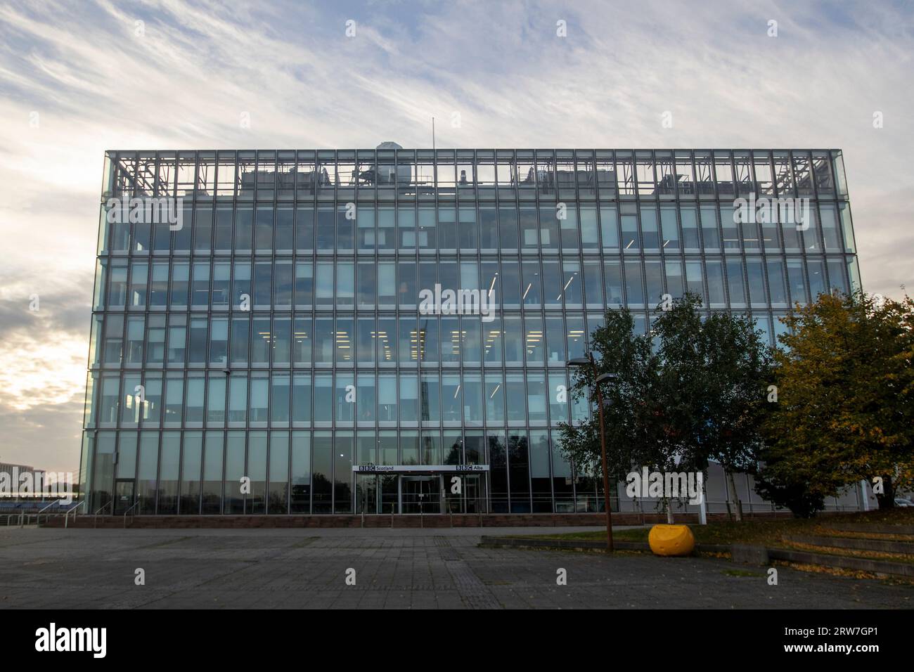 Gli studi della BBC Scotland si trovano sulle rive del fiume Clyde a Glasgow, in Scozia Foto Stock