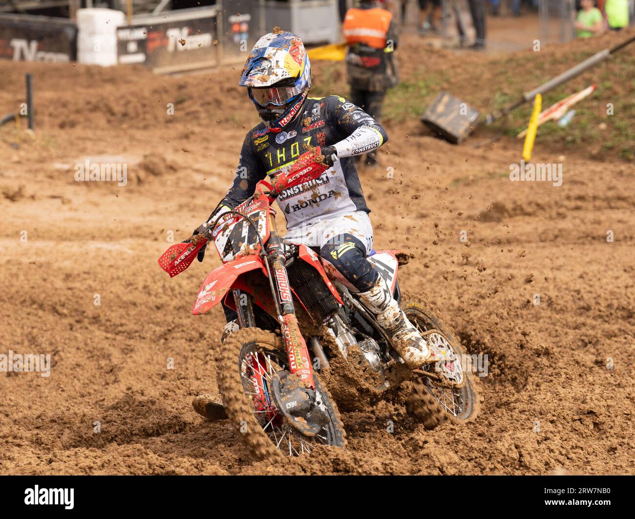 Maggiora, Italia. 17 settembre 2023. 41 Jonass Pauls Honda LAT LAMSF Standing Construct Honda MXGP durante la gara MXGP d'Italia 2023 FIM Motocross World Championship Maggiora domenica 17 settembre 2023, al Maggiora Park, Italia. (Foto di Fabio Averna/Sipa USA) credito: SIPA US/Alamy Live News Foto Stock