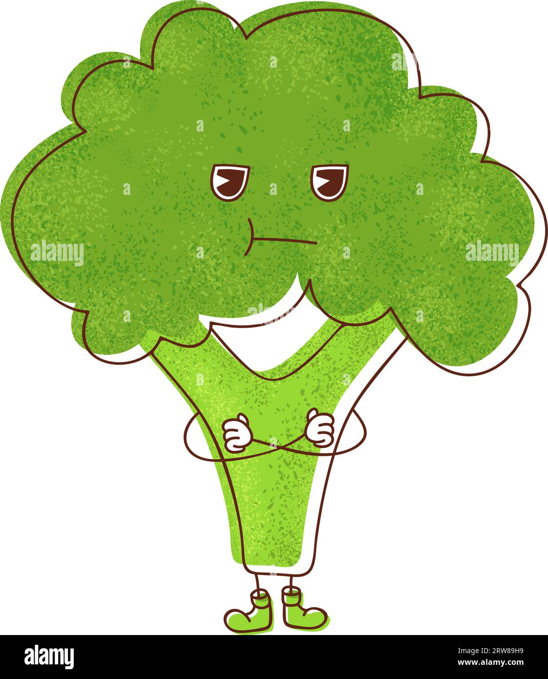 Un'immagine con broccoli verdi che esprimono un'emozione offensiva. Illustrazione Vettoriale