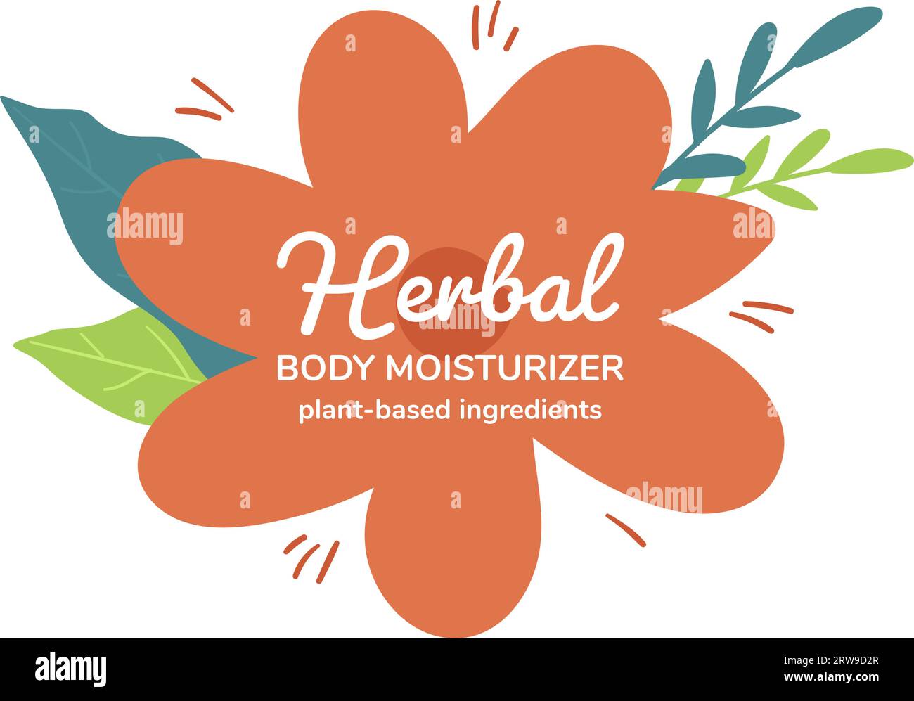 Idratante a base di erbe per il corpo, ingredienti vegetali Illustrazione Vettoriale