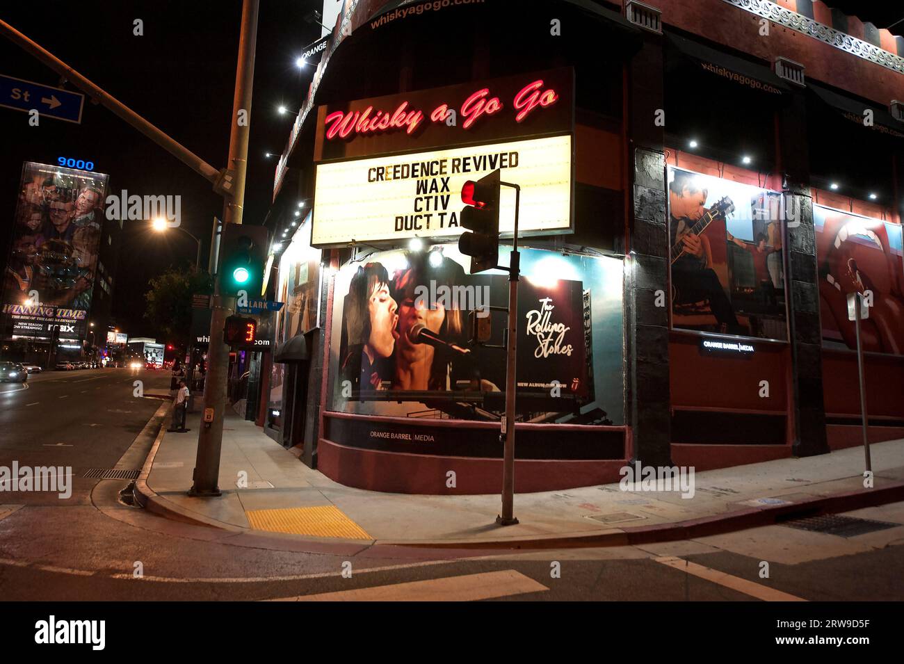 Cartelloni pubblicitari di Rolling Stones tratti dal video di Angry on the Whisky A Go Go, on the Sunset Strip, West Hollywood, Los Angeles, California, USA Foto Stock