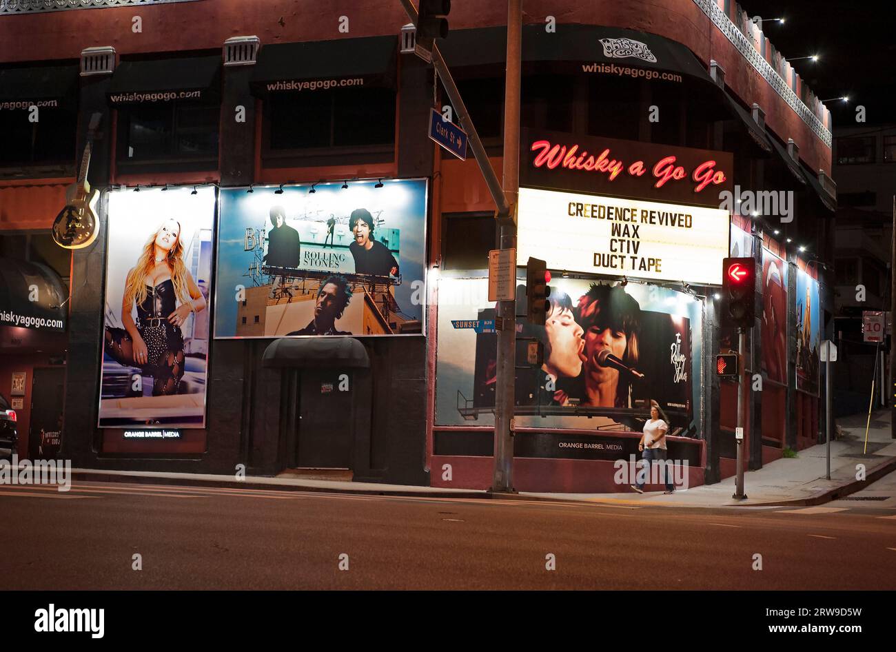 Cartelloni pubblicitari di Rolling Stones tratti dal video di Angry on the Whisky A Go Go, on the Sunset Strip, West Hollywood, Los Angeles, California, USA Foto Stock