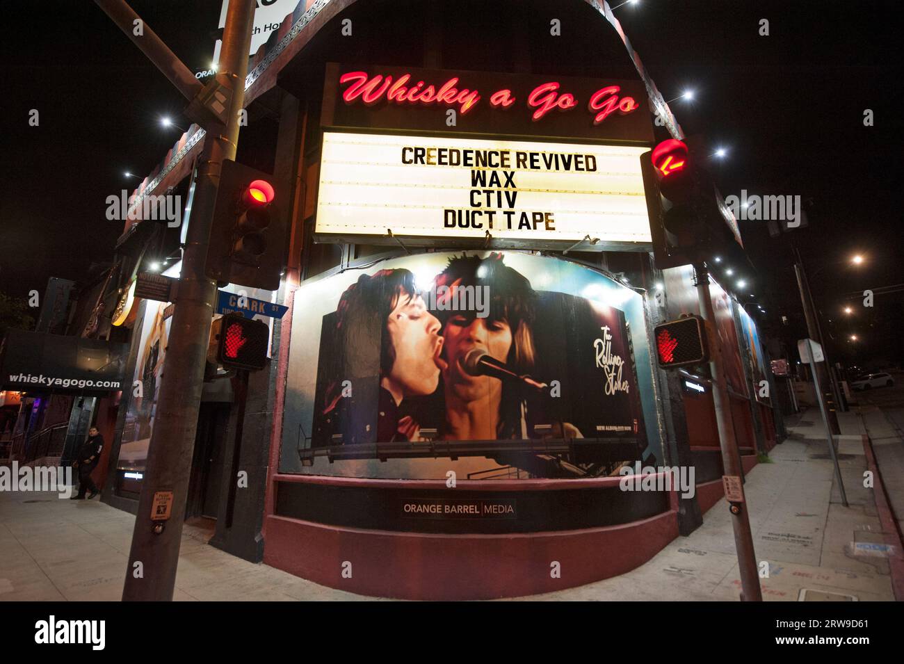 Cartelloni pubblicitari di Rolling Stones tratti dal video di Angry on the Whisky A Go Go, on the Sunset Strip, West Hollywood, Los Angeles, California, USA Foto Stock