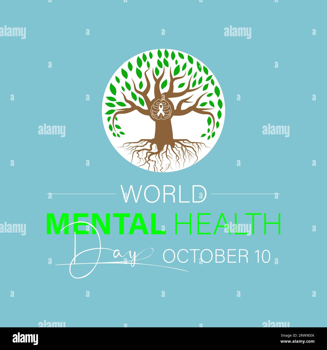 La giornata mondiale della salute mentale mette in evidenza la difesa, la comprensione e il sostegno per la resilienza emotiva globale. Modello illustrazione vettoriale. Illustrazione Vettoriale