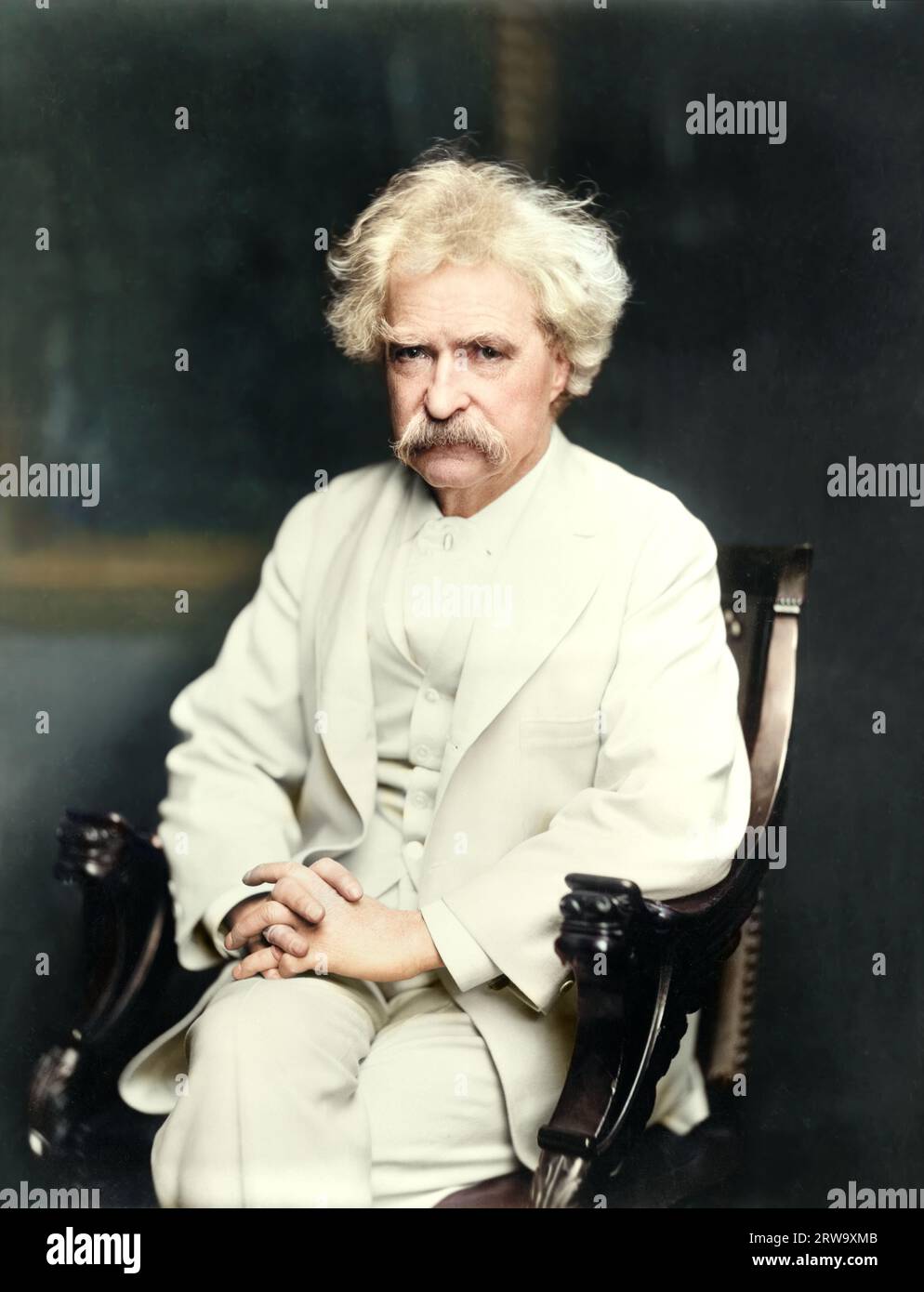 Ritratto di Mark Twain (Samuel Clemens) intorno al 1907. Di A. F. Bradley. Foto Stock