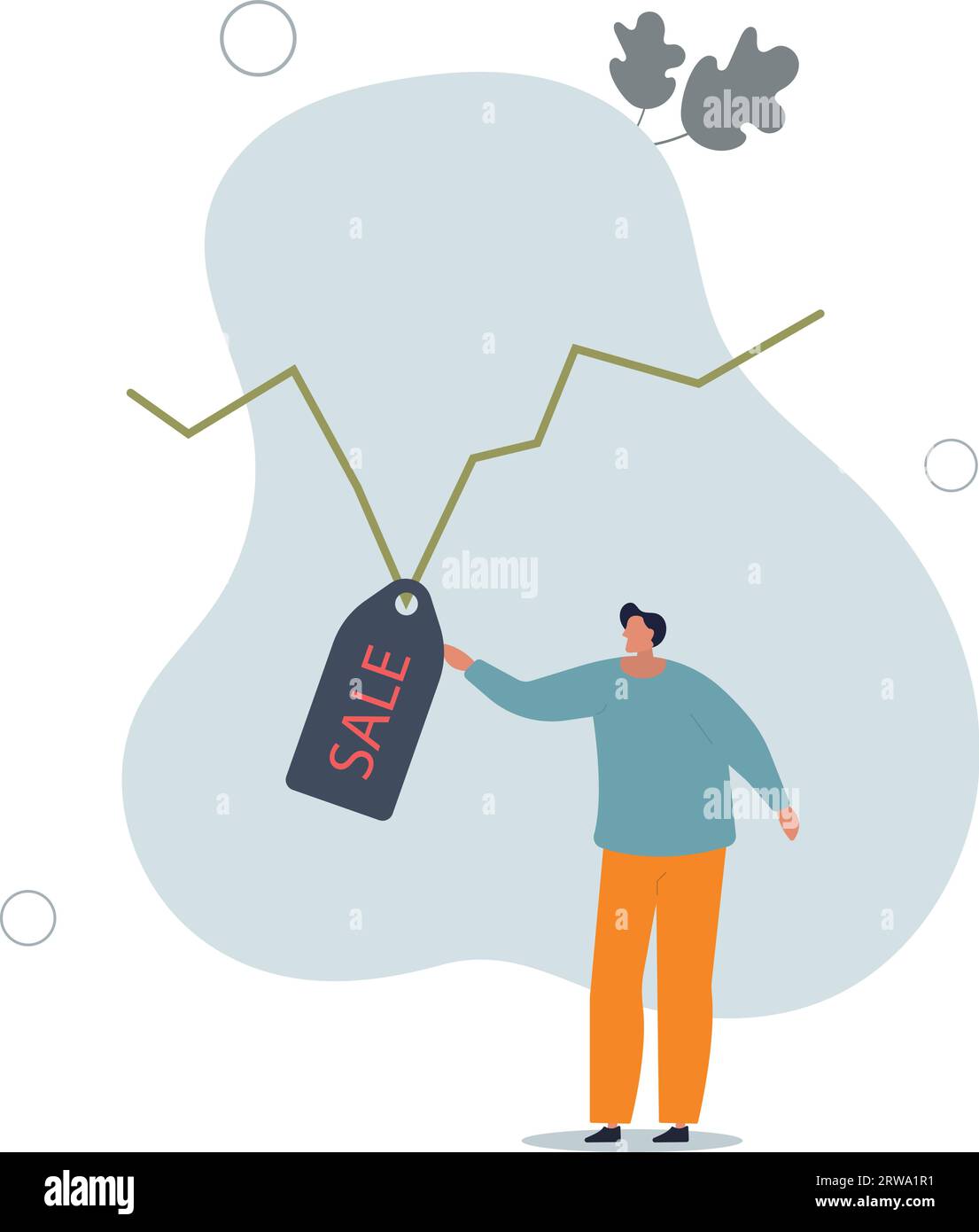 Il mercato azionario è in vendita quando il mercato si tuffa nella crisi economica, acquista un punto per realizzare profitti in un concetto a lungo termine.illustrazione vettoriale piatta. Illustrazione Vettoriale