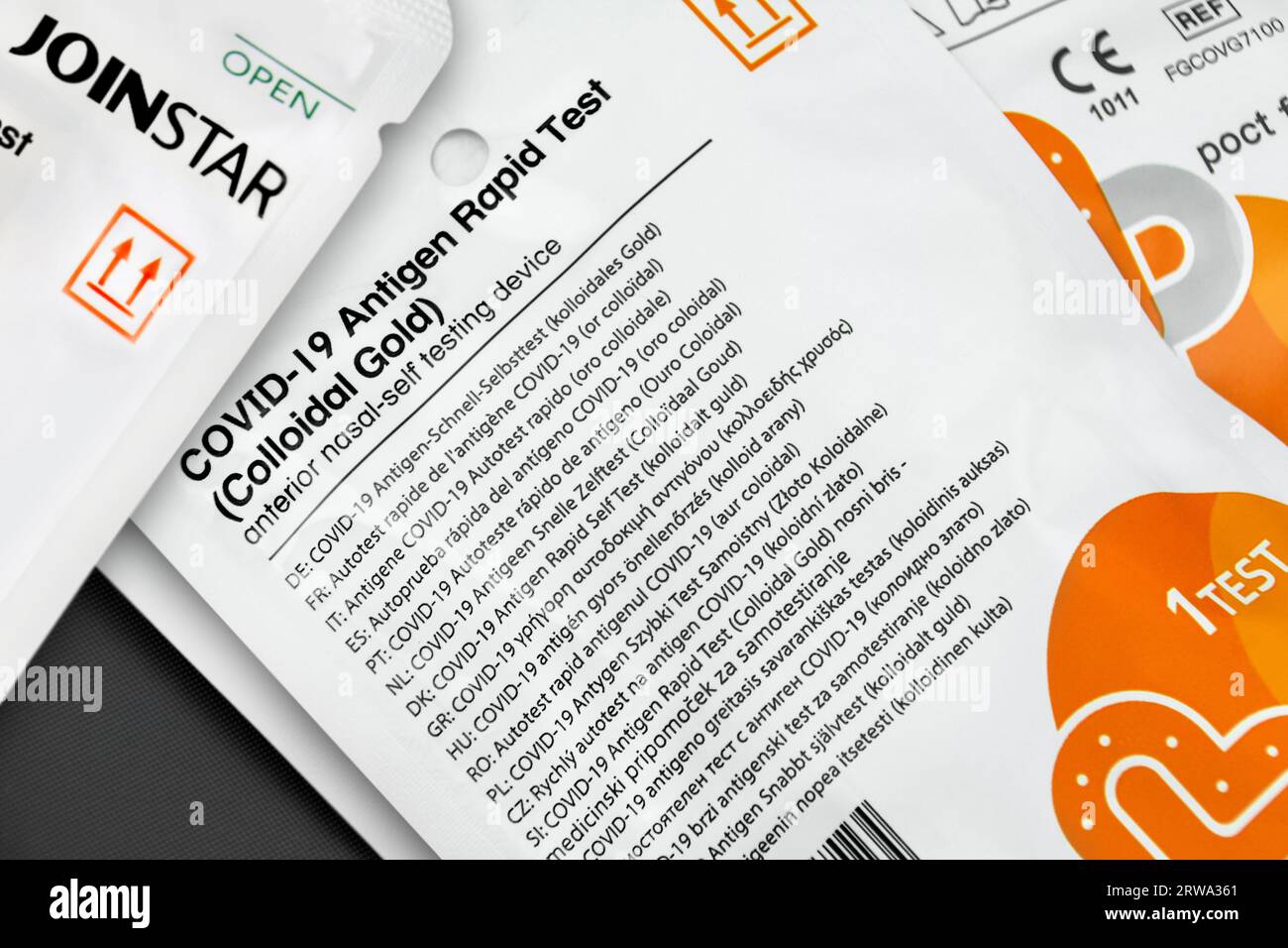 Oro colloidale per test rapido dell'antigene Covid-19 Joinstar Foto Stock